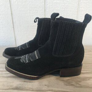 Joes Womens Black Suede Leather Western Ankle Boots US 8 Wide 723 Side Goring